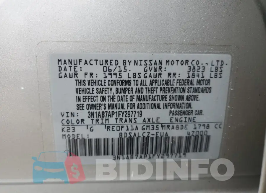 3N1AB7AP1FY297719 Photo# 13