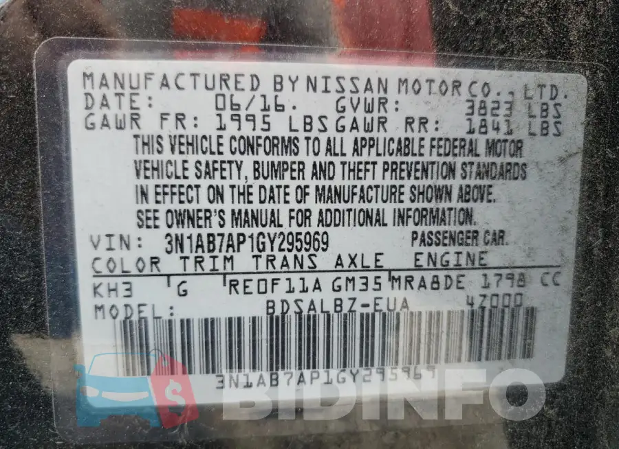 3N1AB7AP1GY295969 Photo# 12