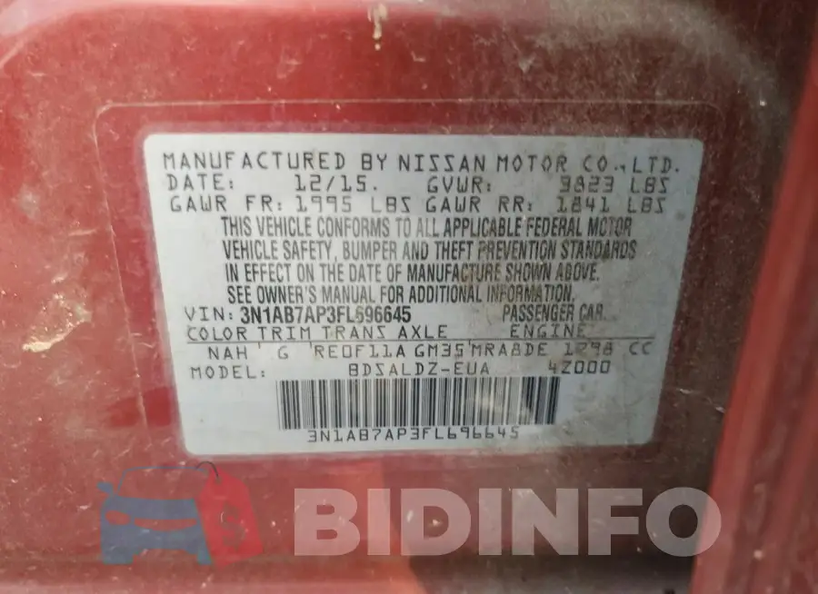3N1AB7AP3FL696645 Photo# 12