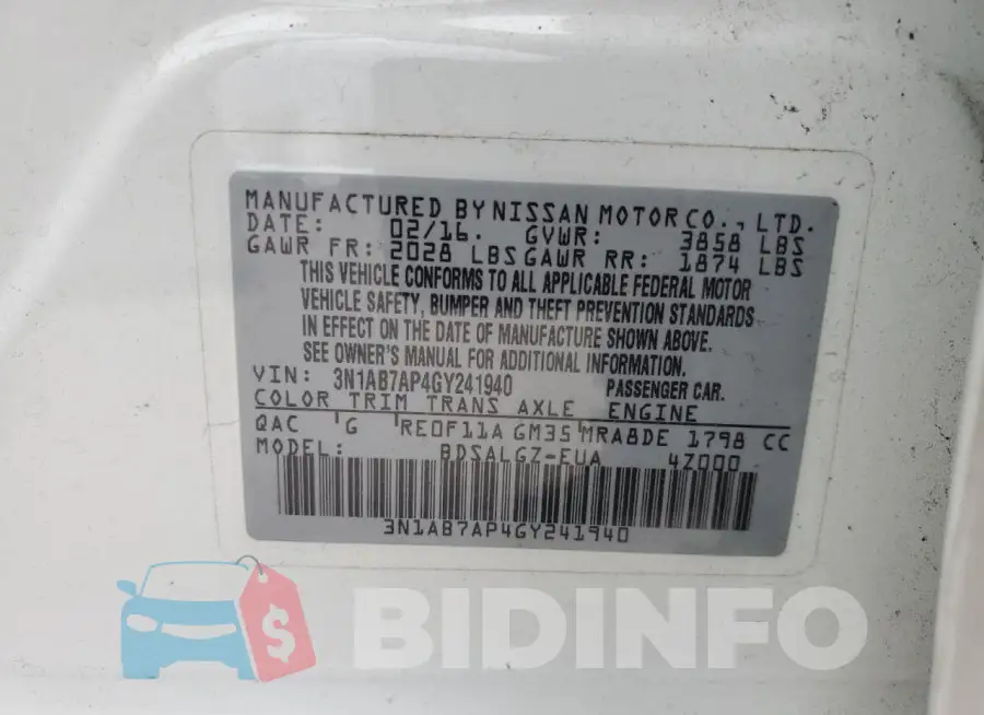 3N1AB7AP4GY241940 Photo# 12