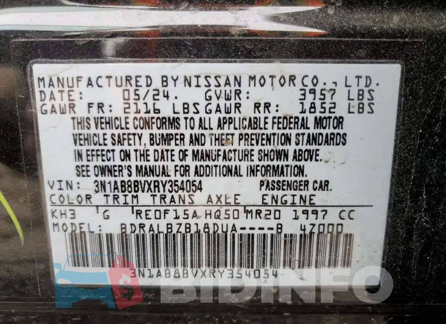 3N1AB8BVXRY354054 Photo# 13