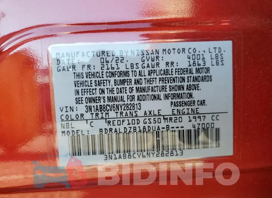 3N1AB8CV6NY282813 Photo# 12