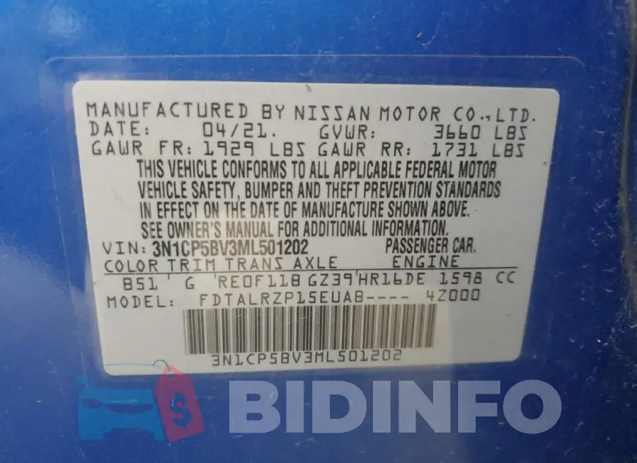 3N1CP5BV3ML501202 Photo# 14