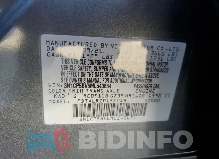 3N1CP5BV6ML543654 Photo# 12