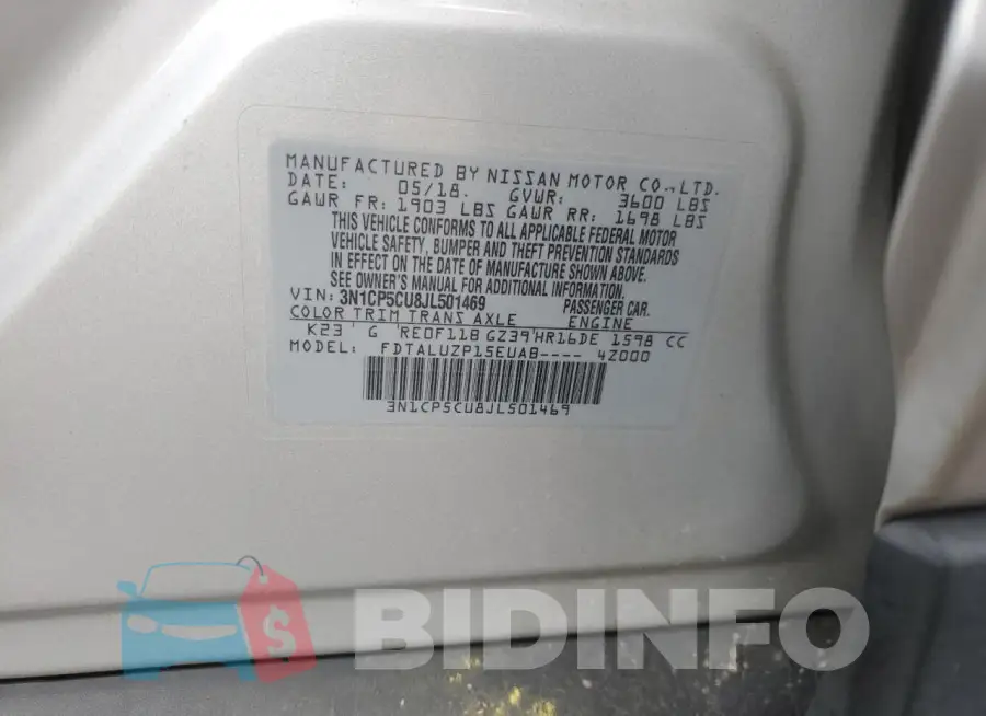 3N1CP5CU8JL501469 Photo# 12