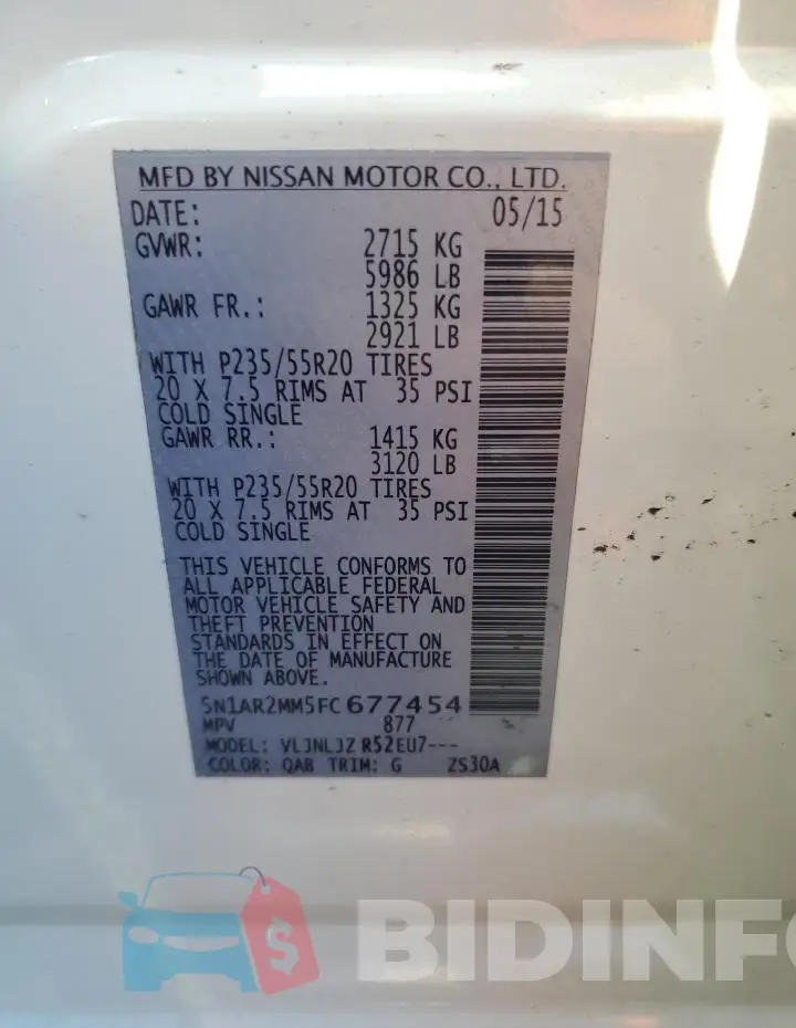5N1AR2MM5FC677454 Photo# 14