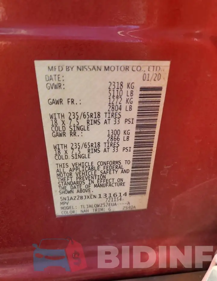 5N1AZ2BJXLN131614 Photo# 13
