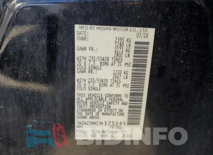 5N1AZ2MH2JN175145 Photo# 14