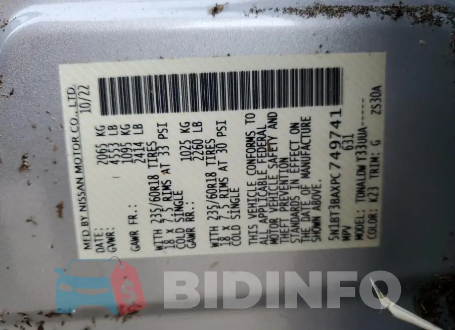 5N1BT3BAXPC749741 Photo# 14