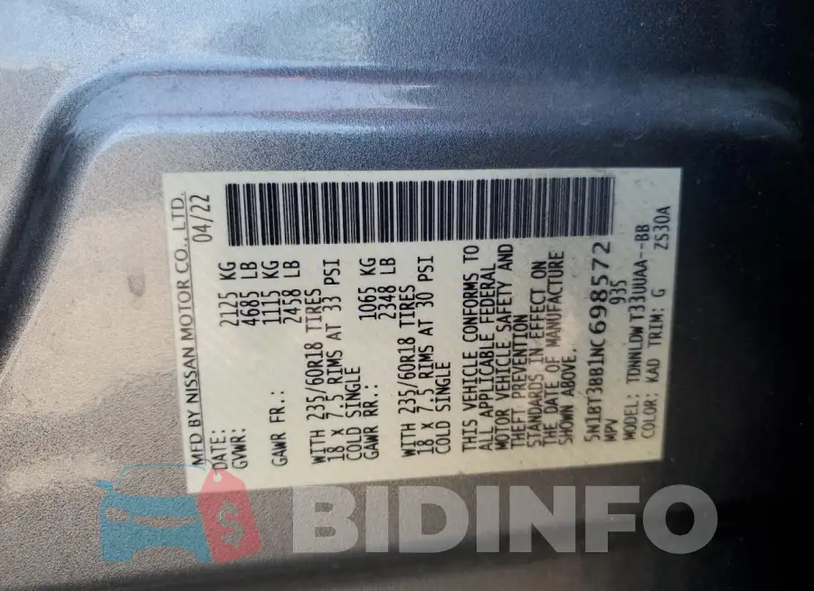 5N1BT3BB1NC698572 Photo# 14