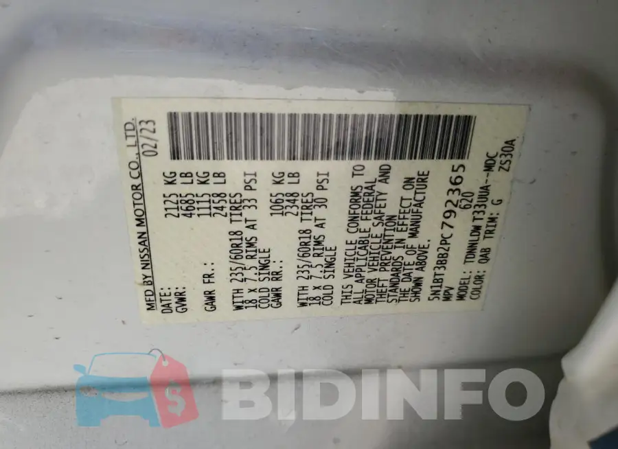 5N1BT3BB2PC792365 Photo# 14