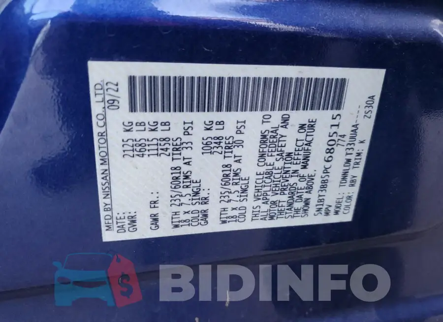 5N1BT3BB5PC680515 Photo# 14