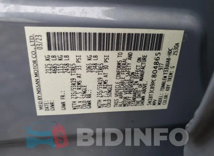 5N1BT3CB9PC804865 Photo# 13