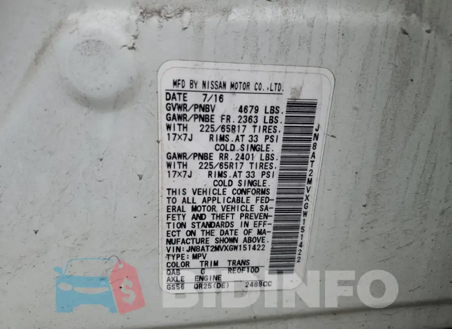 JN8AT2MVXGW151422 Photo# 13