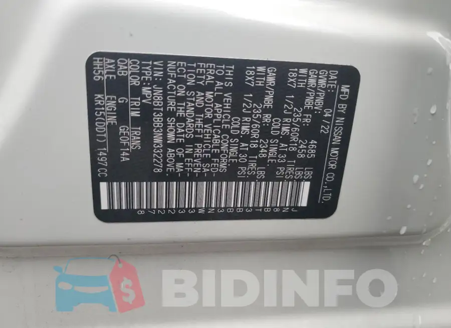 JN8BT3BB3NW332278 Photo# 14