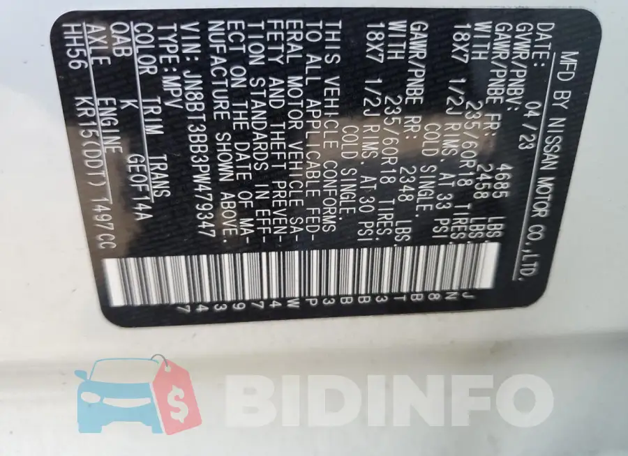 JN8BT3BB3PW479347 Photo# 13