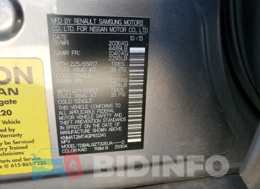 KNMAT2MT4GP611341 Photo# 14