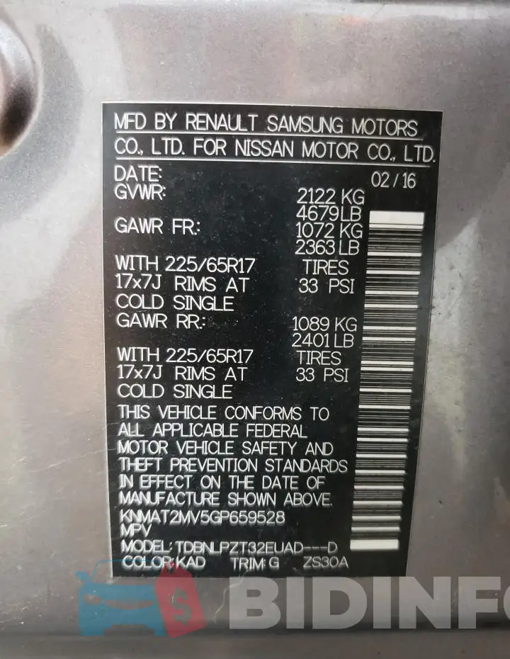 KNMAT2MV5GP659528 Photo# 13
