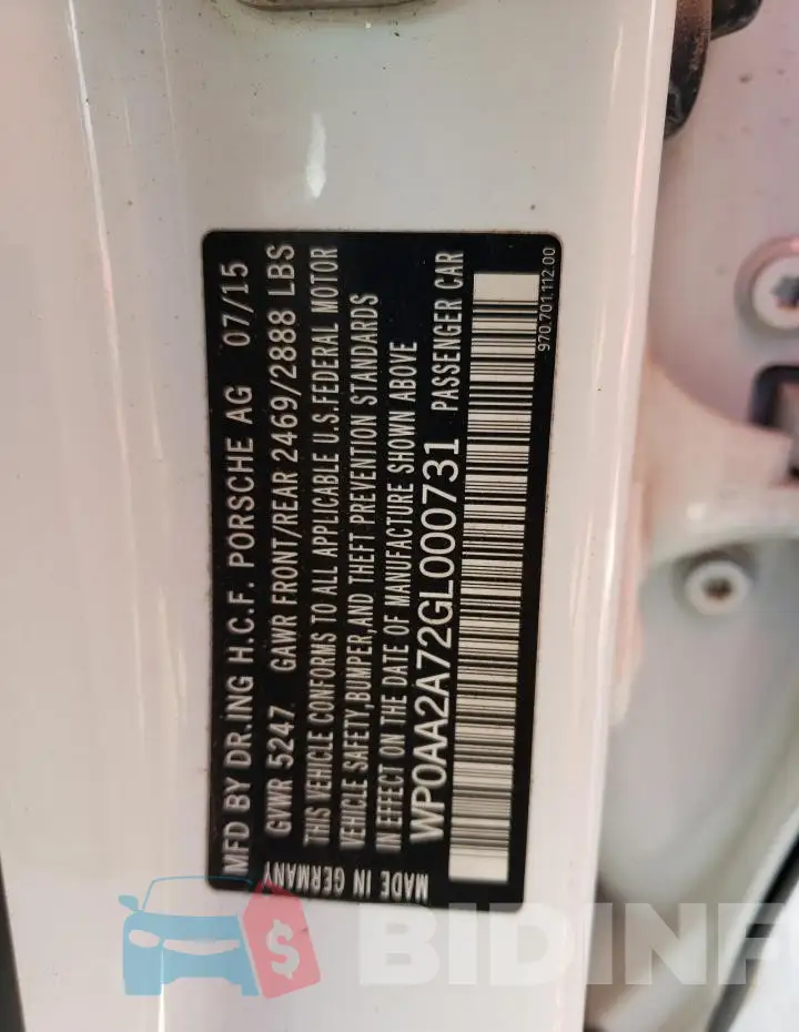WP0AA2A72GL000731 Photo# 12