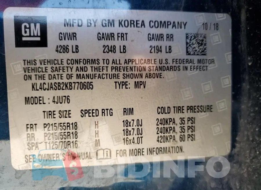 KL4CJASB2KB770605 Photo# 14