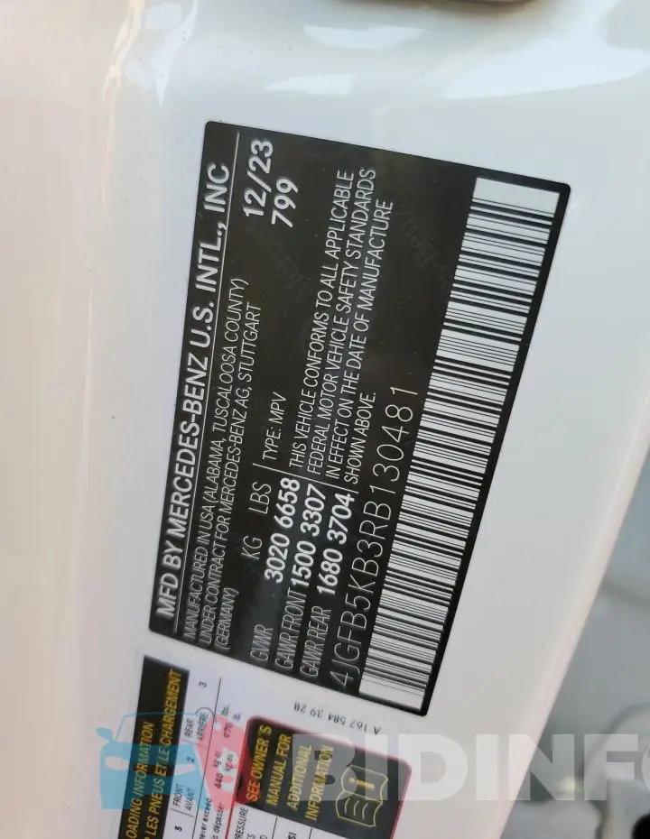 4JGFB5KB3RB130481 Photo# 13