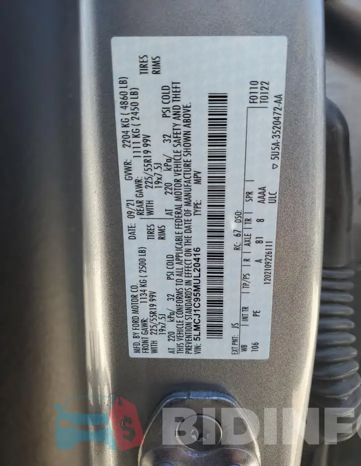 5LMCJ1C95MUL20416 Photo# 14