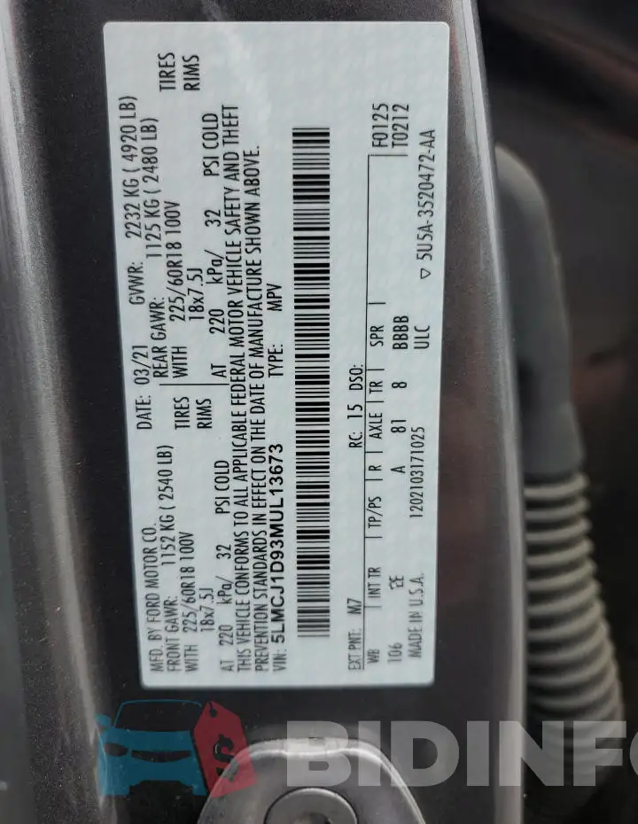 5LMCJ1D93MUL13673 Photo# 13