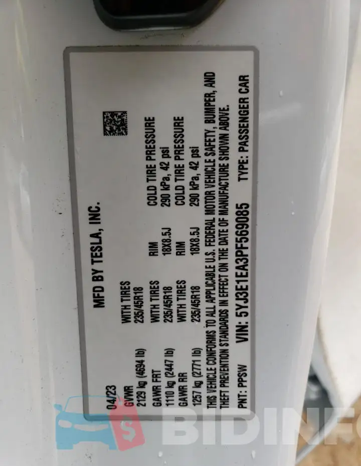 5YJ3E1EA3PF569085 Photo# 12
