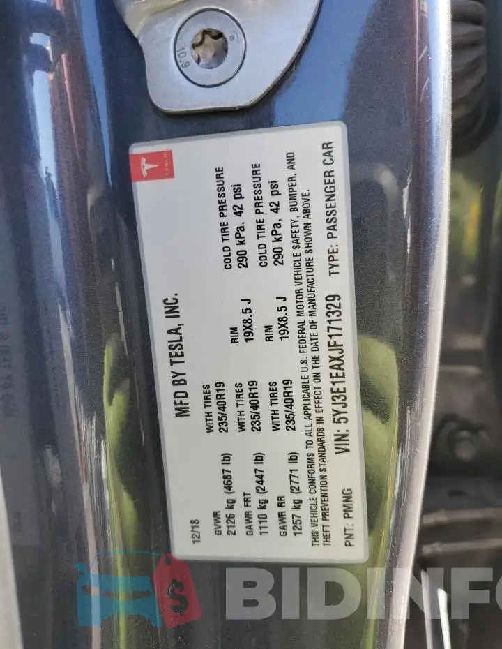 5YJ3E1EAXJF171329 Photo# 13