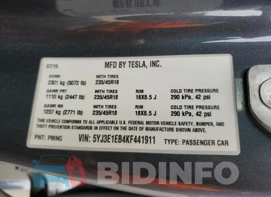 5YJ3E1EB4KF441911 Photo# 12