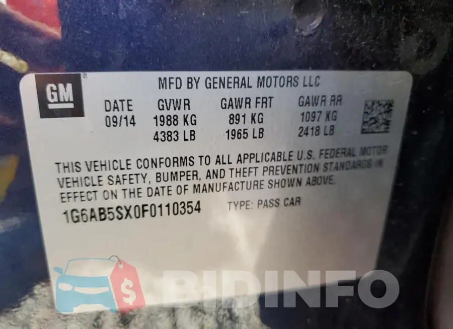 1G6AB5SX0F0110354 Photo# 12