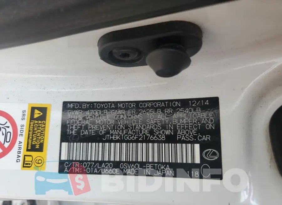 JTHBK1GG6F2176638 Photo# 13