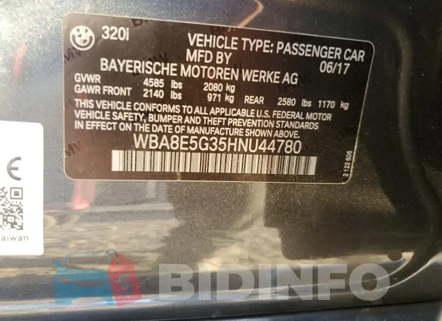 WBA8E5G35HNU44780 Photo# 12