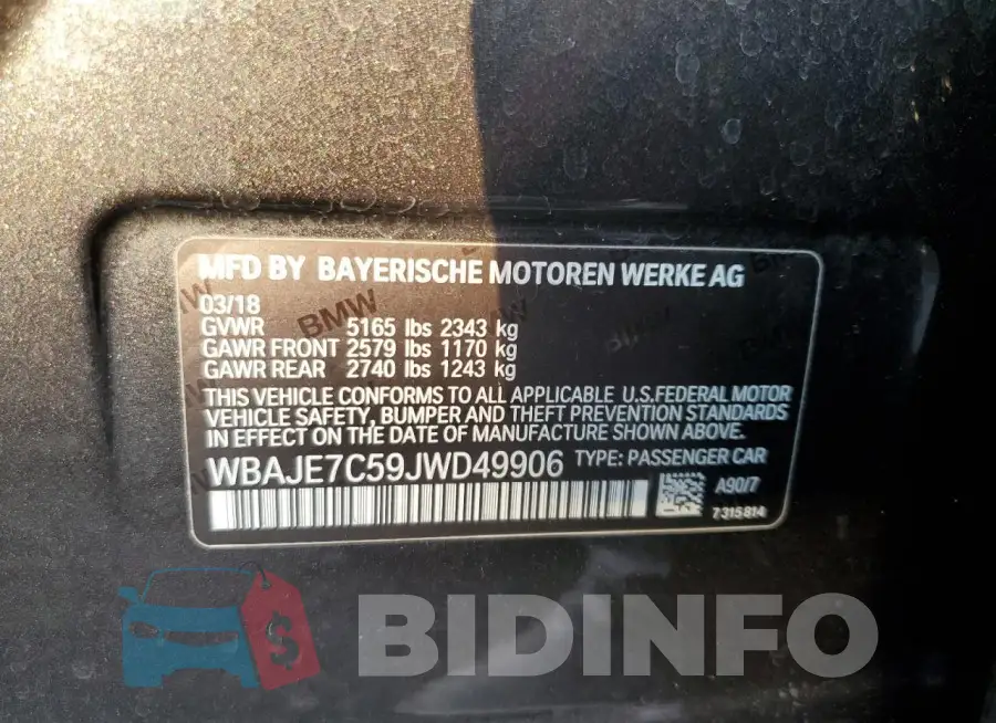 WBAJE7C59JWD49906 Photo# 12