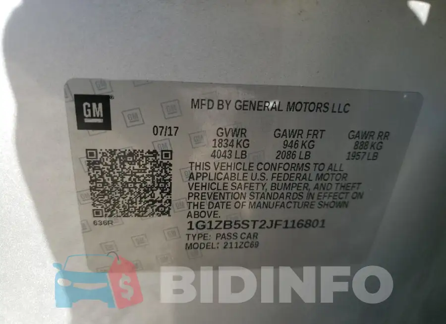 1G1ZB5ST2JF116801 Photo# 12