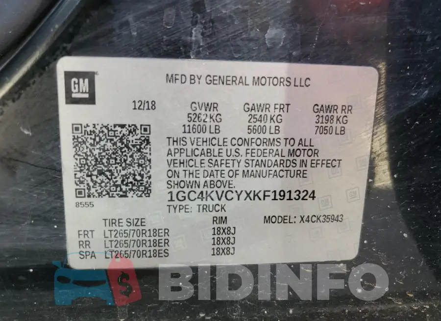 1GC4KVCYXKF191324 Photo# 12
