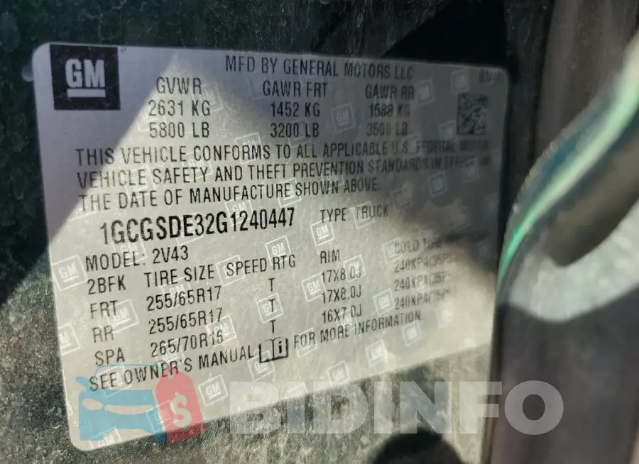 1GCGSDE32G1240447 Photo# 12