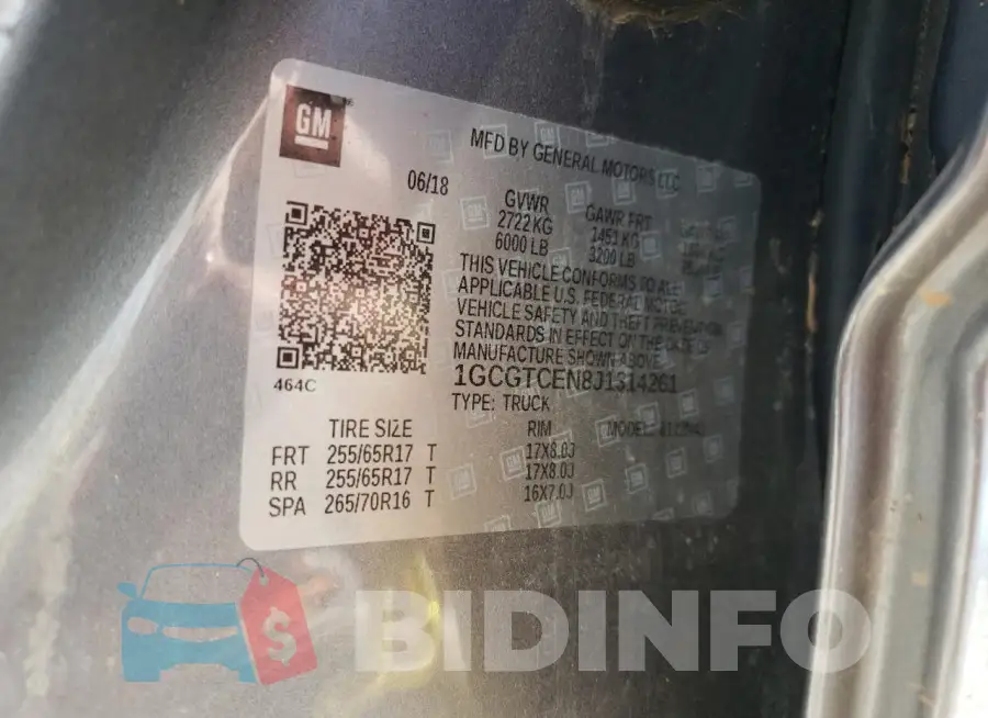 1GCGTCEN8J1314261 Photo# 13