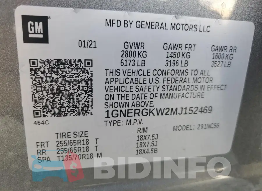 1GNERGKW2MJ152469 Photo# 13