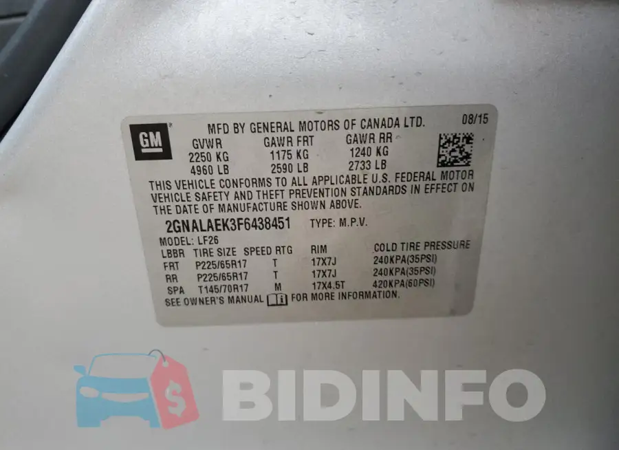 2GNALAEK3F6438451 Photo# 13