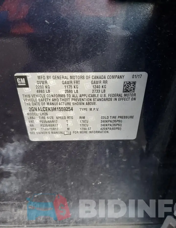 2GNALCEK9H1559254 Photo# 13