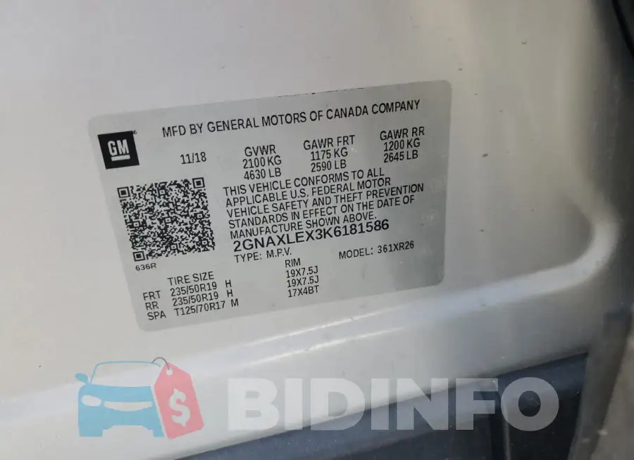 2GNAXLEX3K6181586 Photo# 14