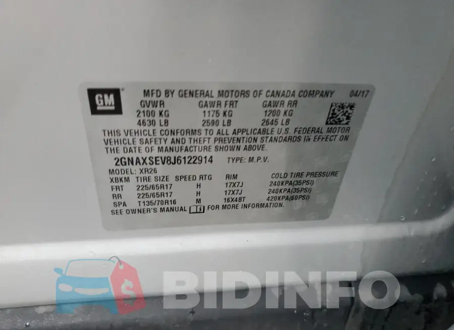 2GNAXSEV8J6122914 Photo# 13