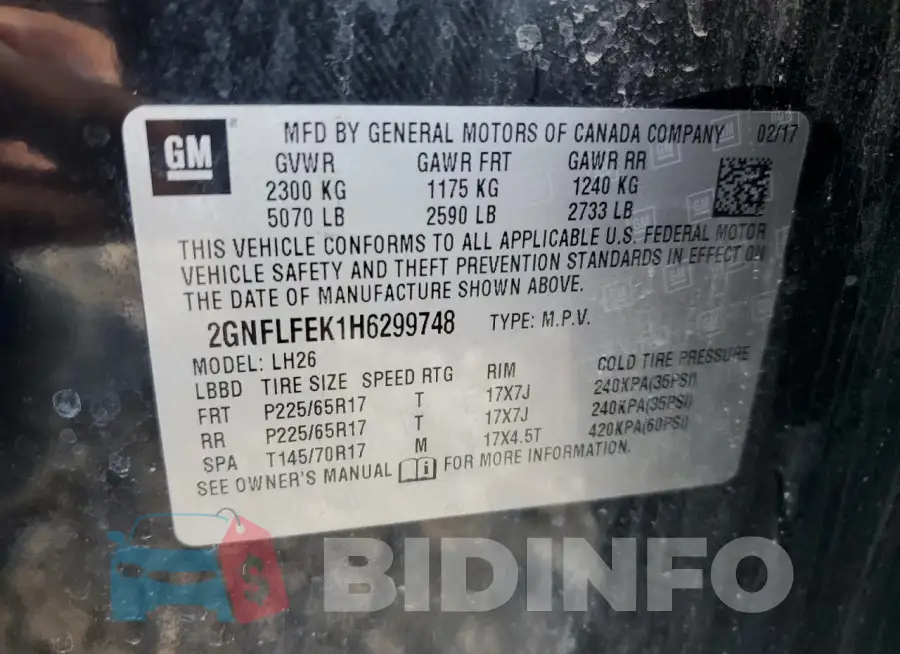 2GNFLFEK1H6299748 Photo# 13