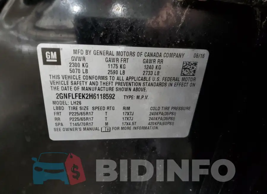2GNFLFEK2H6118592 Photo# 13