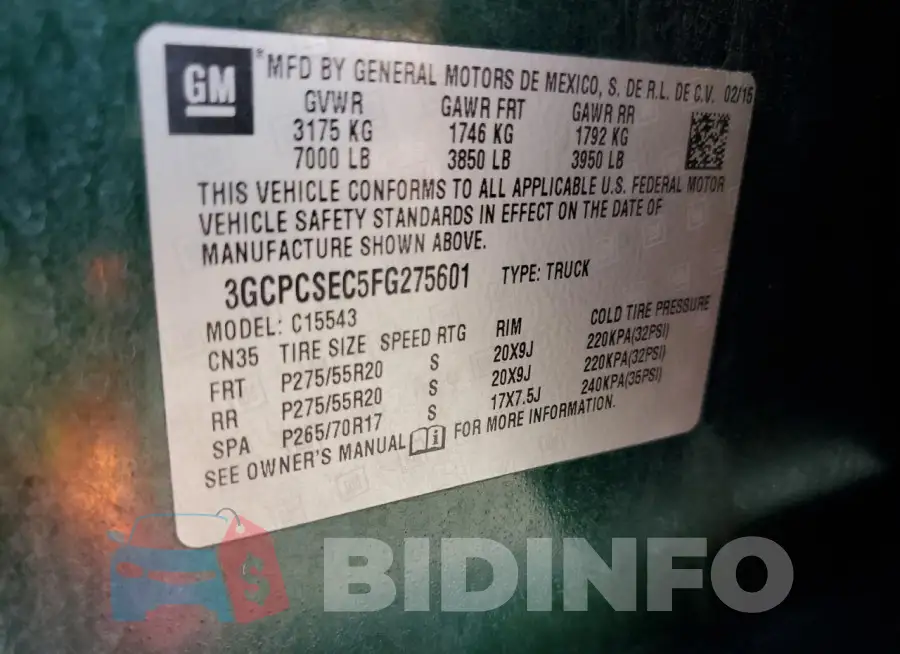 3GCPCSEC5FG275601 Photo# 12
