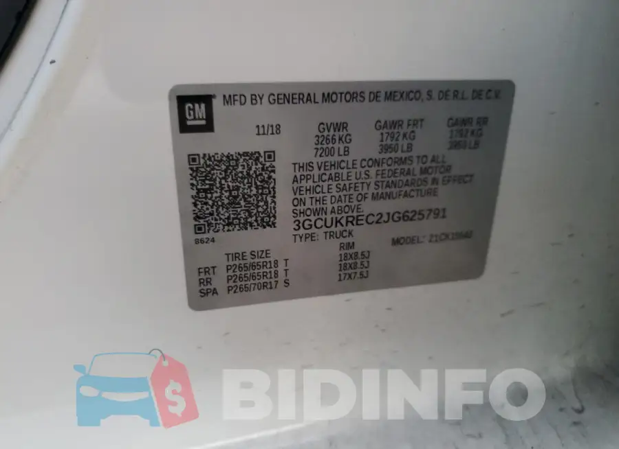 3GCUKREC2JG625791 Photo# 12