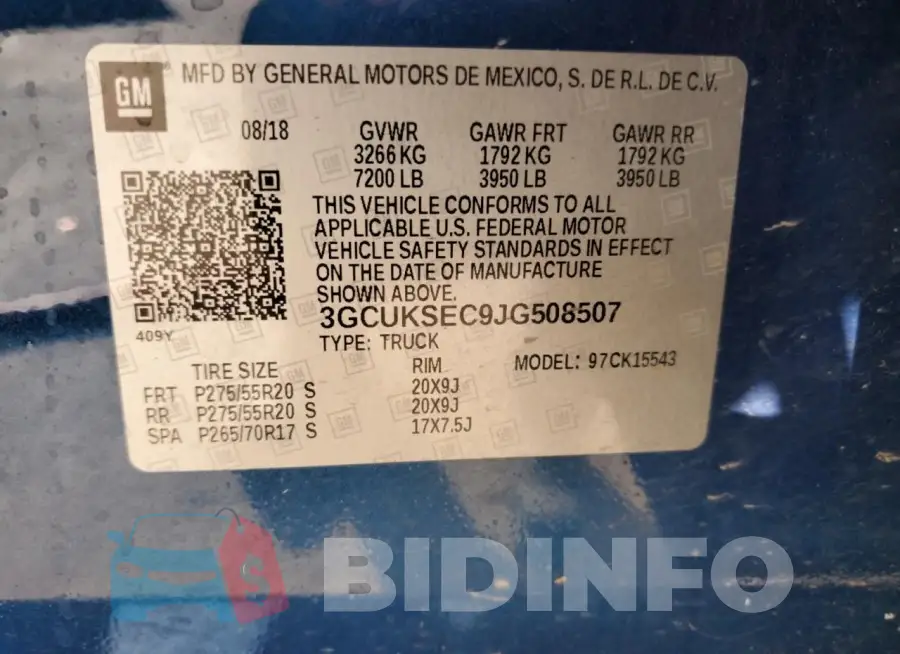 3GCUKSEC9JG508507 Photo# 12