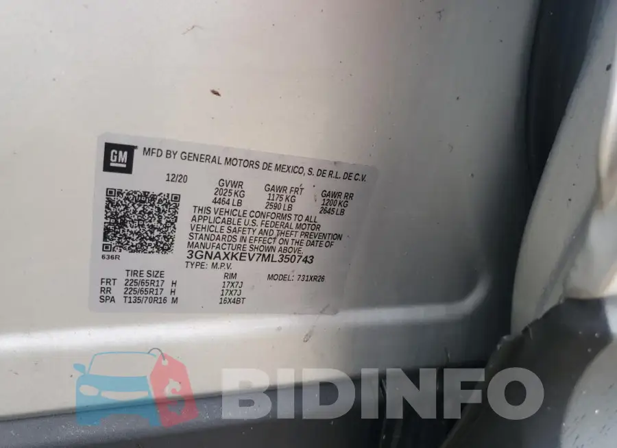 3GNAXKEV7ML350743 Photo# 14