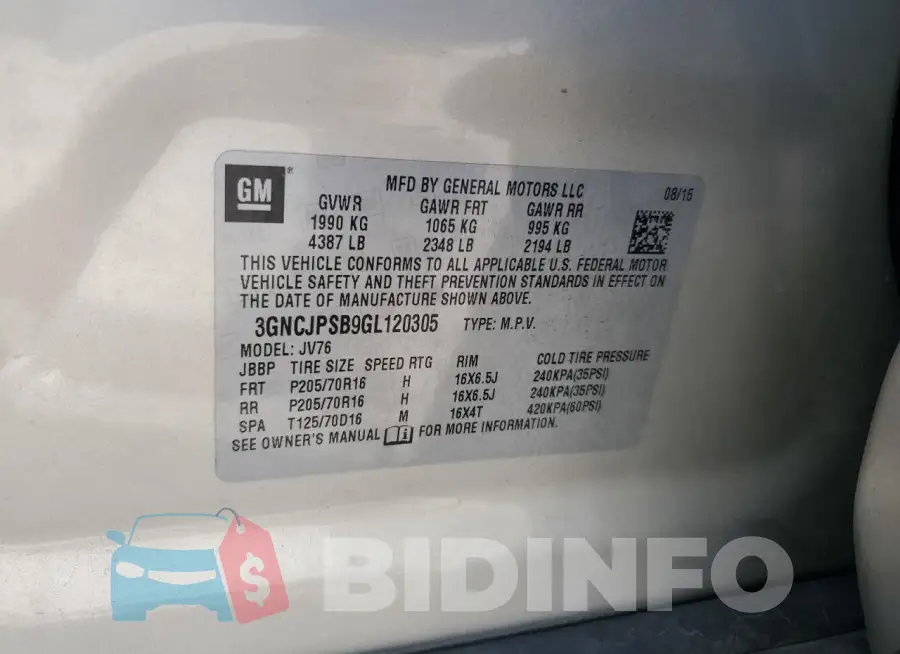 3GNCJPSB9GL120305 Photo# 12